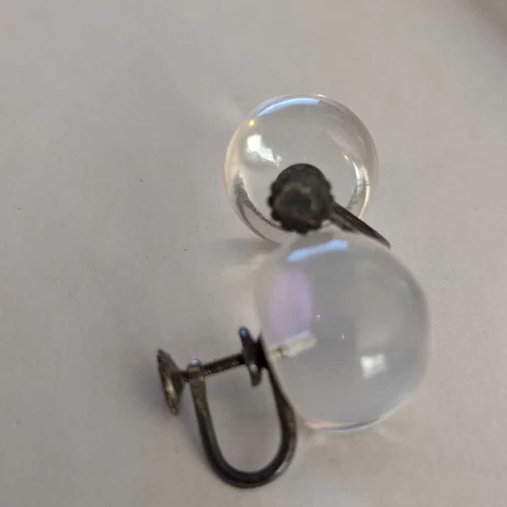 Vintage Sterling Silver  Clear Lucite Earrings - image 2