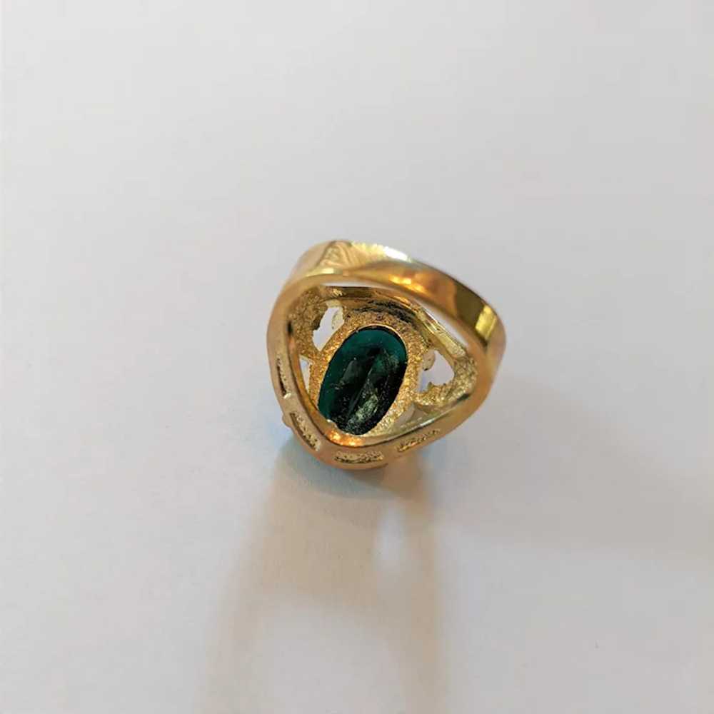 Emerald Green Glass Rhinestone Ring - image 2