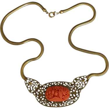 Vintage Coral Celluloid Necklace