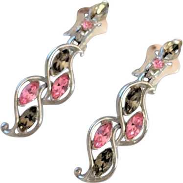 Bogoff Pink Rhinestone Earrings