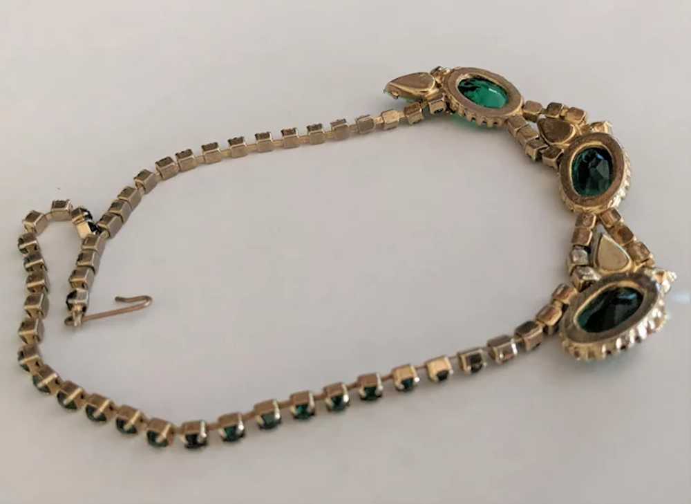 Vintage Green Rhinestone Necklace - Ruby Lane