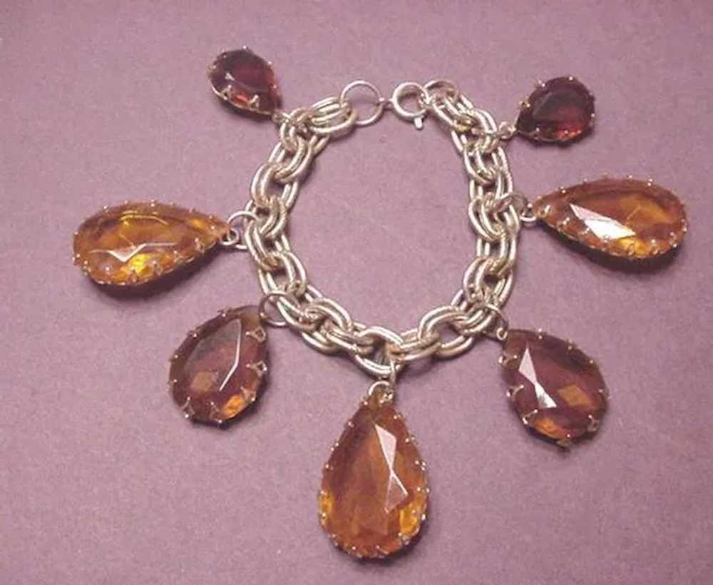 Vintage Jewelry Large Topaz Rhinestones Bracelet - image 1
