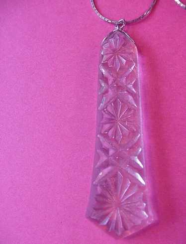 Vintage Crystal Clear Pressed Glass Pendant Neckla