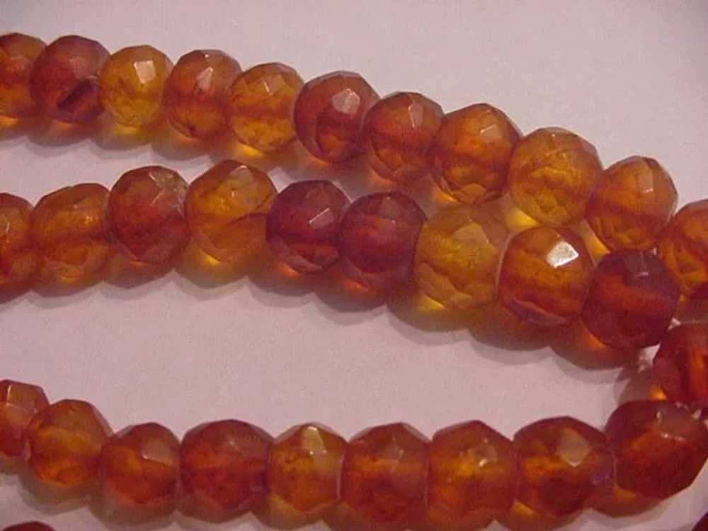 Vintage Faceted Genuine Amber Bead Necklace - image 4