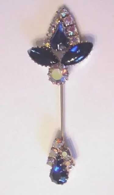 Blue Glass Rhinestone Hat Pin