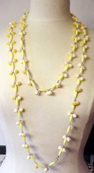 Yellow and Pink Plastic Flowers Necklace
