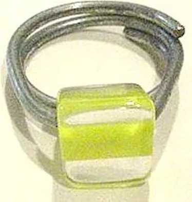 Vintage Yellow Striped Lucite Ring - image 1