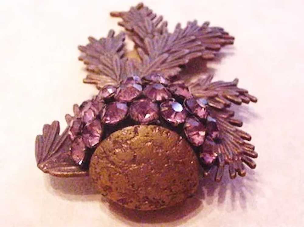 Brass and Purple Rhinestone Dress Clip - image 4