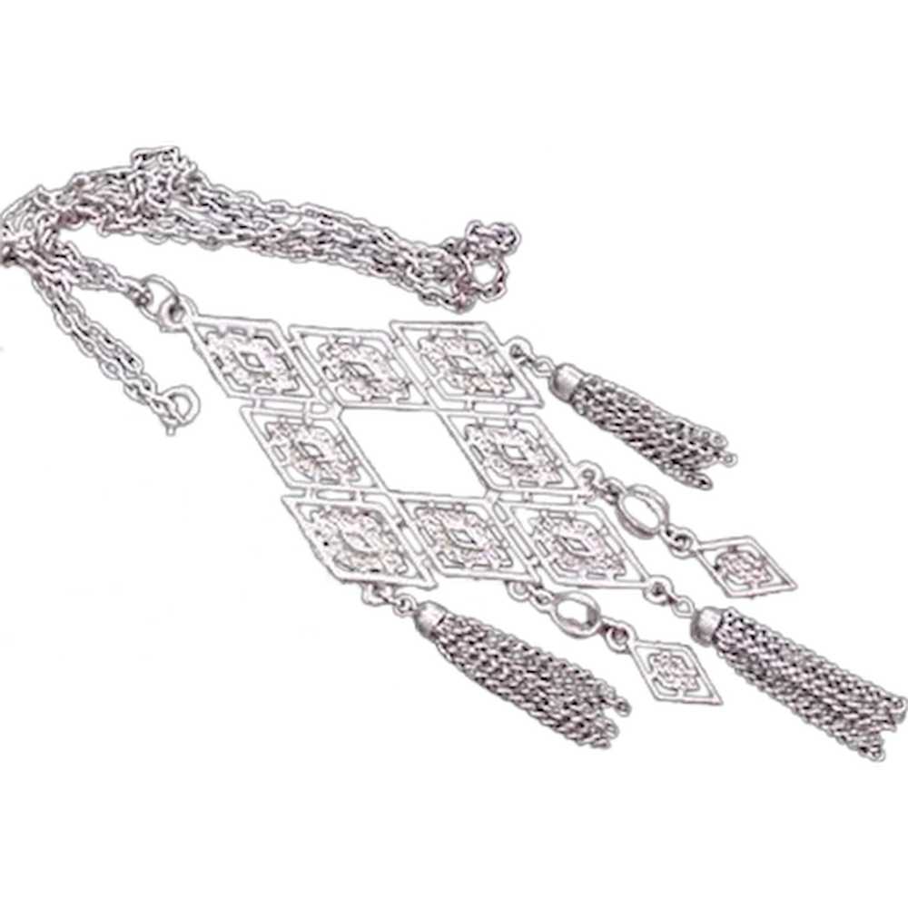 Vintage Long Chain Fringe Necklace - image 1
