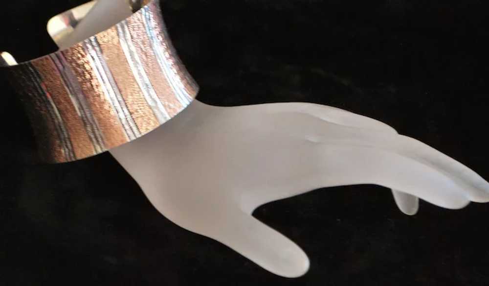 Italian Two Tone Sterling Silver Cuff Bracelet - image 4