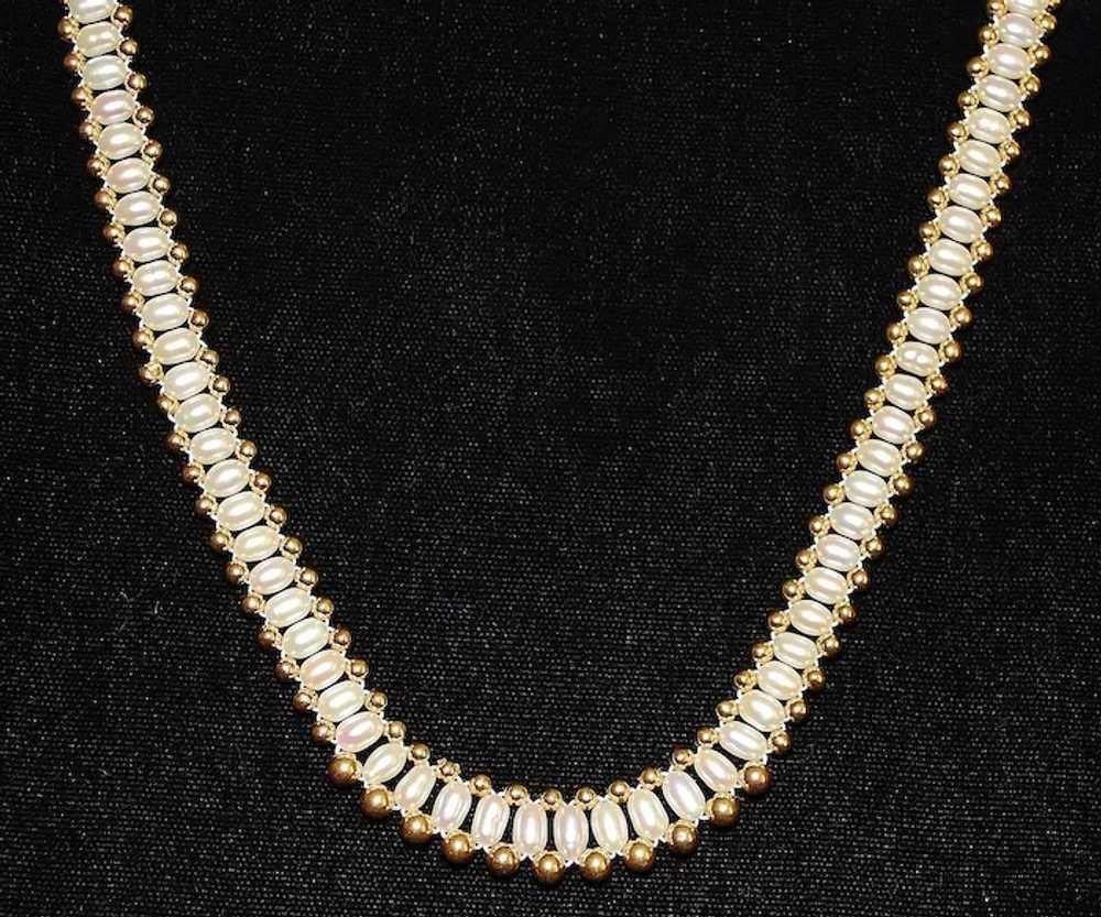 14K Fresh Water Pearl and Gold Necklace - image 1