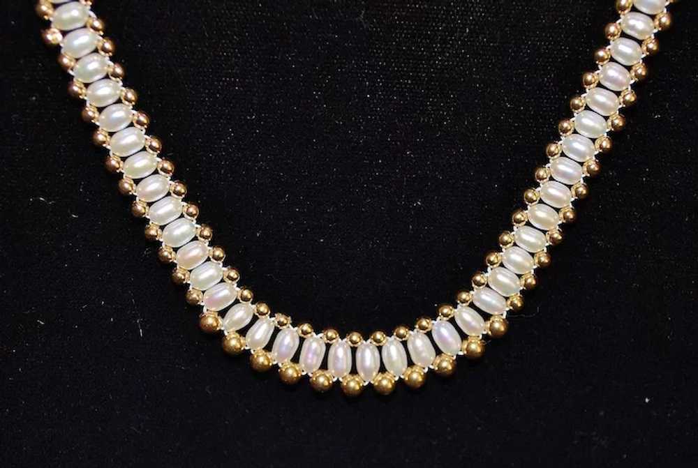 14K Fresh Water Pearl and Gold Necklace - image 2