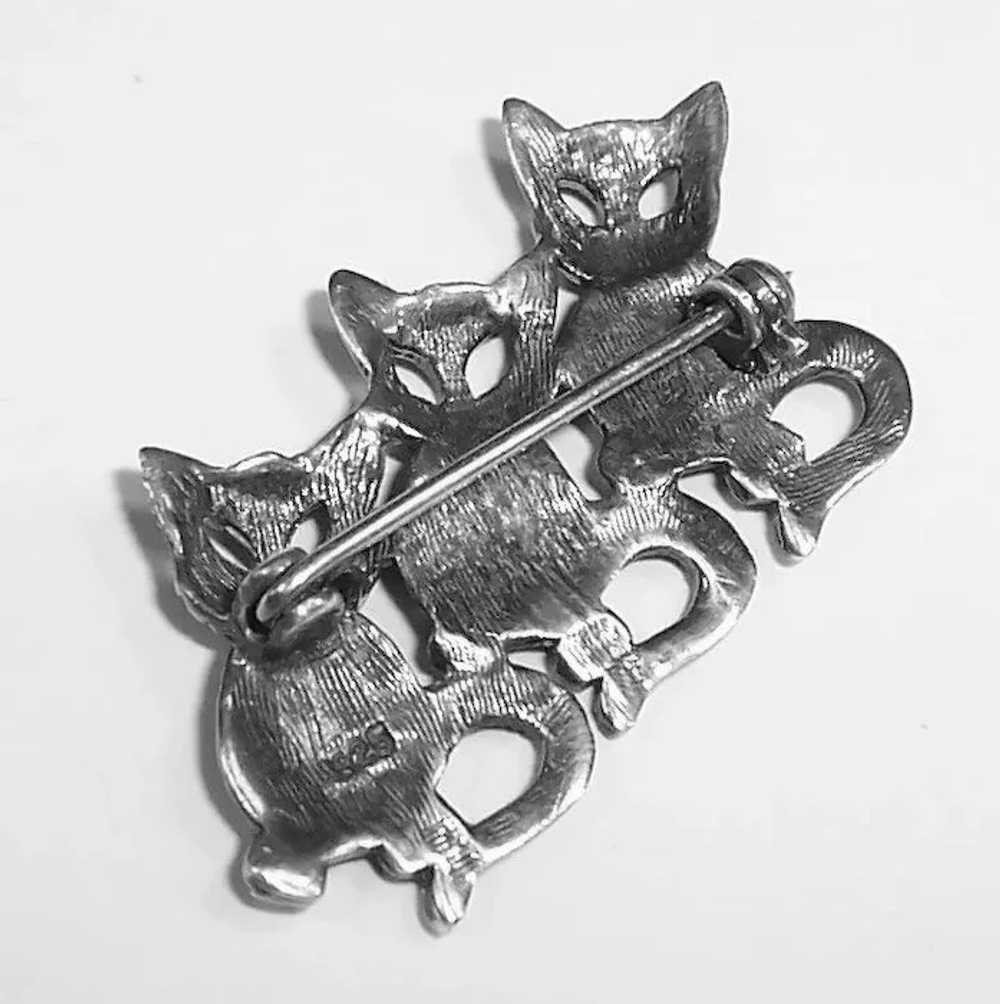 Three Happy Sterling Silver Marcasite Kittens / C… - image 4