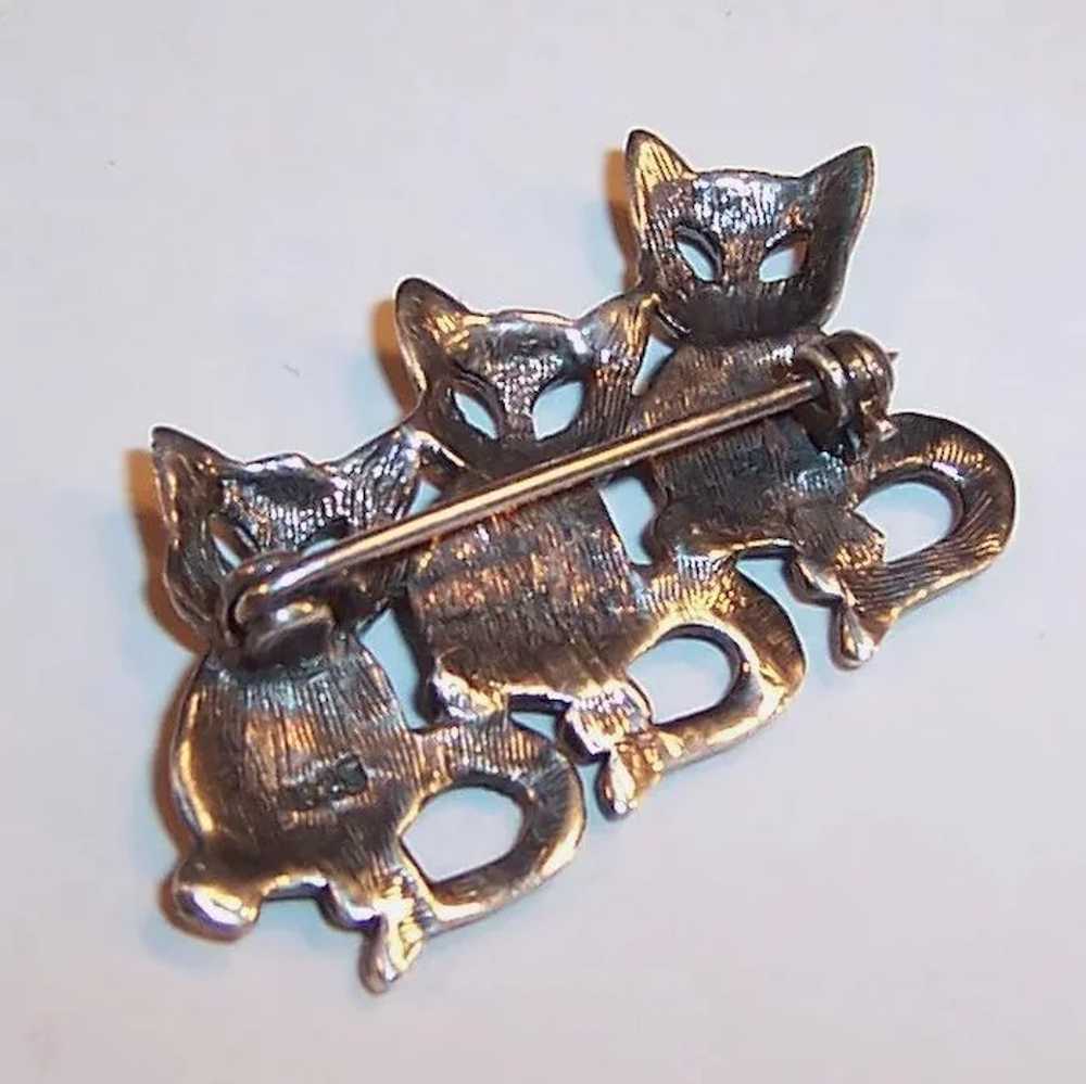 Three Happy Sterling Silver Marcasite Kittens / C… - image 5