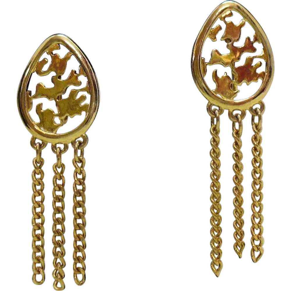 Sexy Vintage Golden Chain Tassel Clip Earrings - image 1