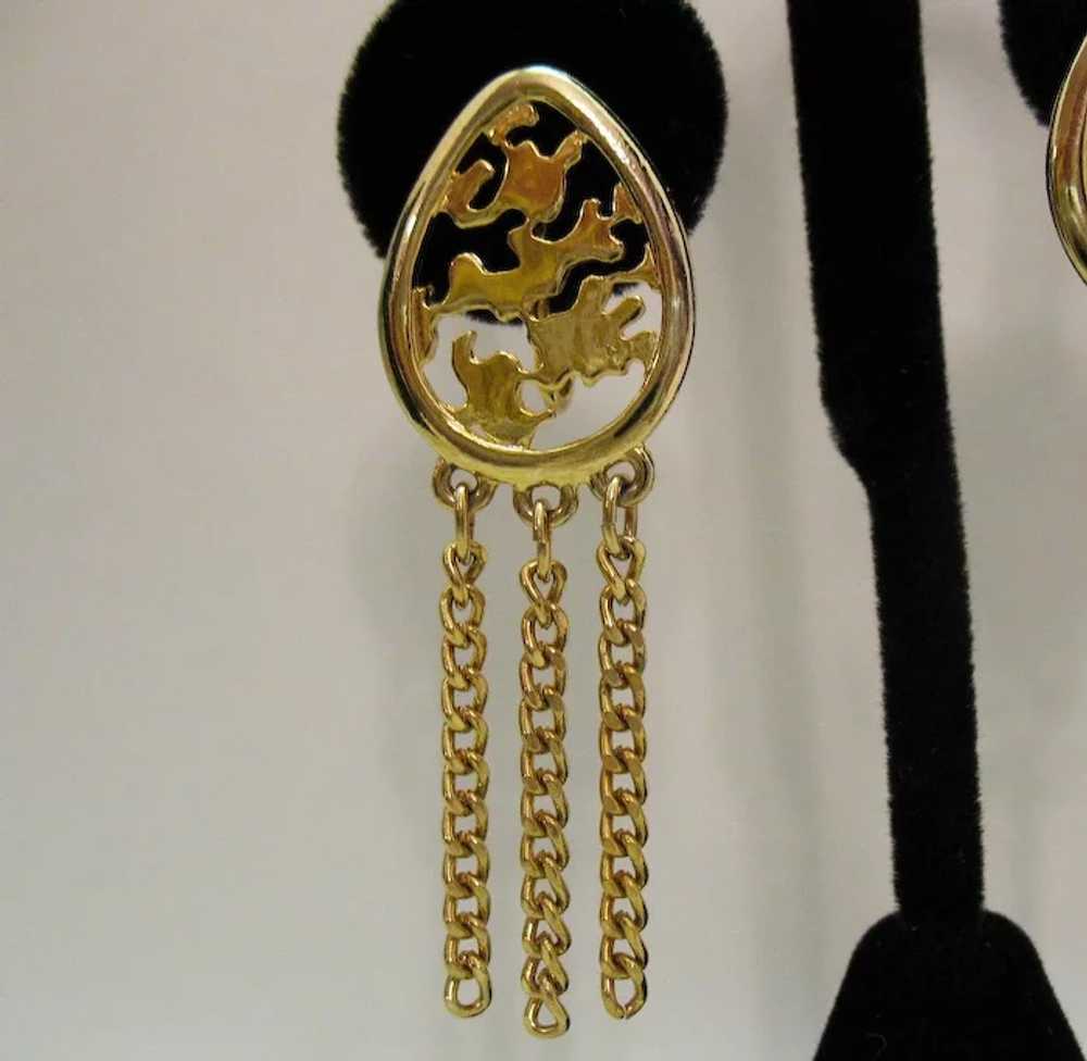 Sexy Vintage Golden Chain Tassel Clip Earrings - image 2