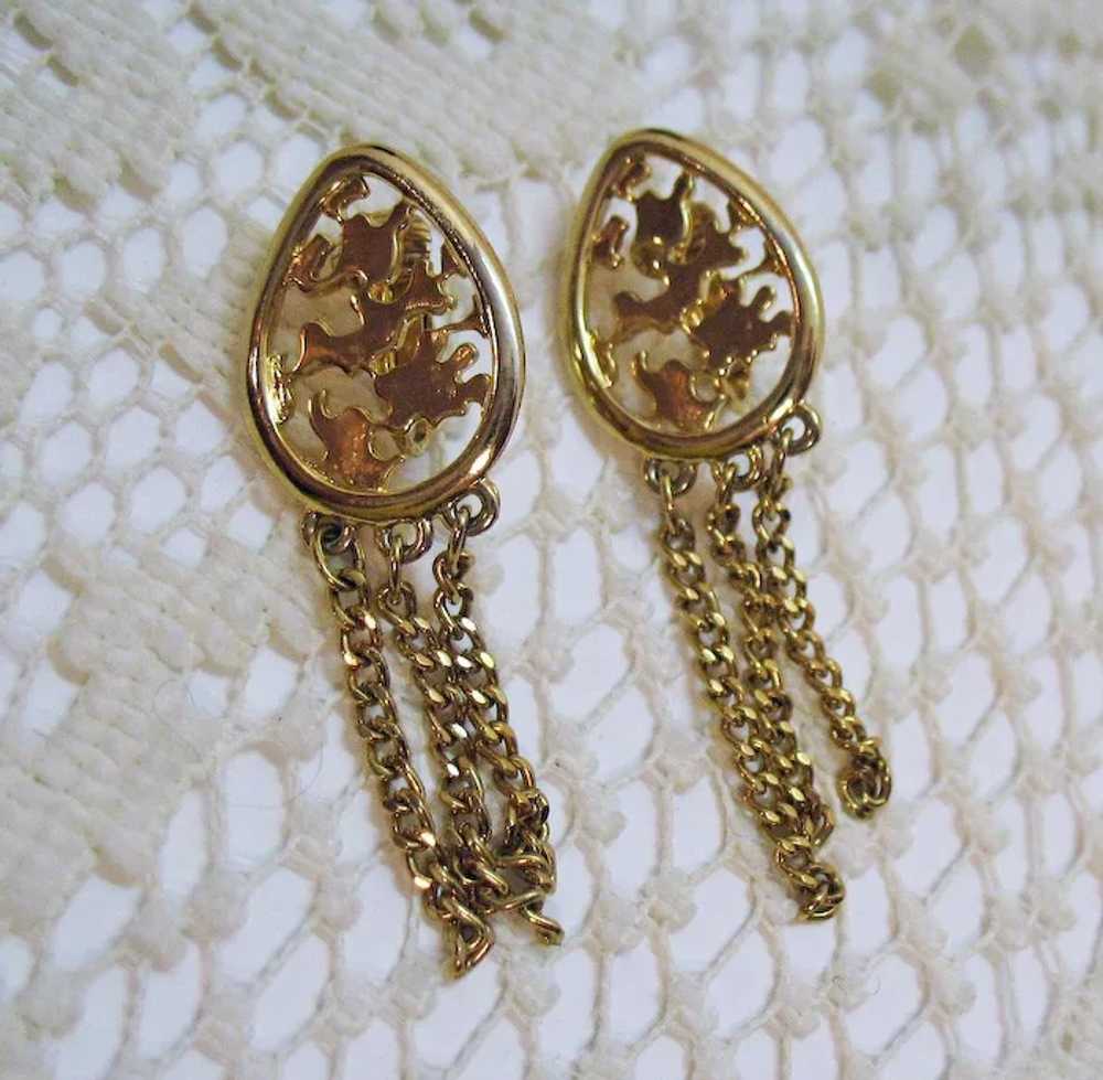 Sexy Vintage Golden Chain Tassel Clip Earrings - image 3
