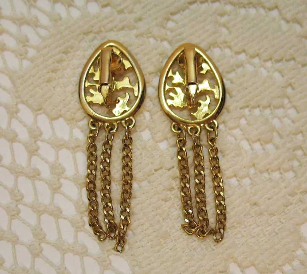 Sexy Vintage Golden Chain Tassel Clip Earrings - image 5