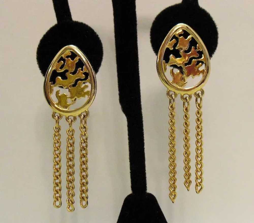 Sexy Vintage Golden Chain Tassel Clip Earrings - image 6