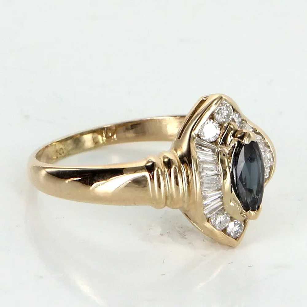 Sapphire Diamond Cocktail Ring Vintage 14 Karat Y… - image 2