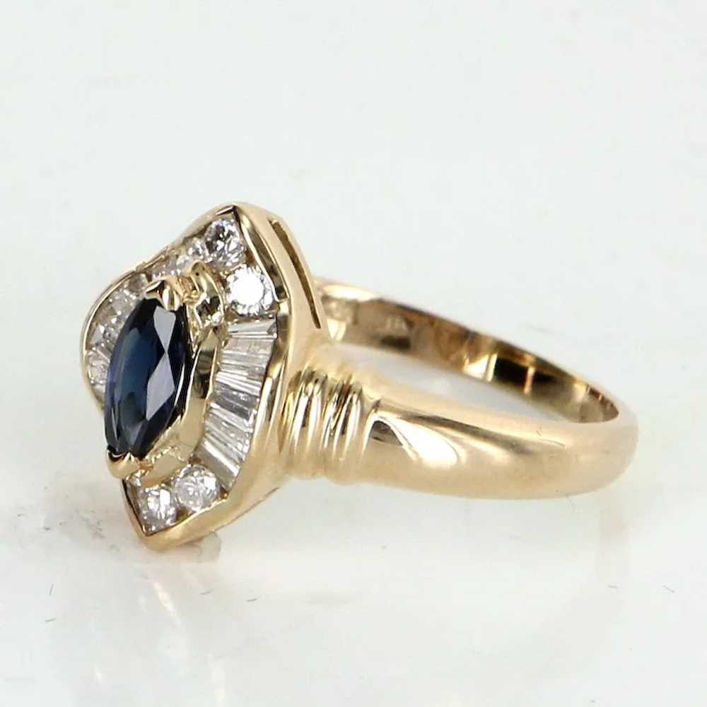 Sapphire Diamond Cocktail Ring Vintage 14 Karat Y… - image 3