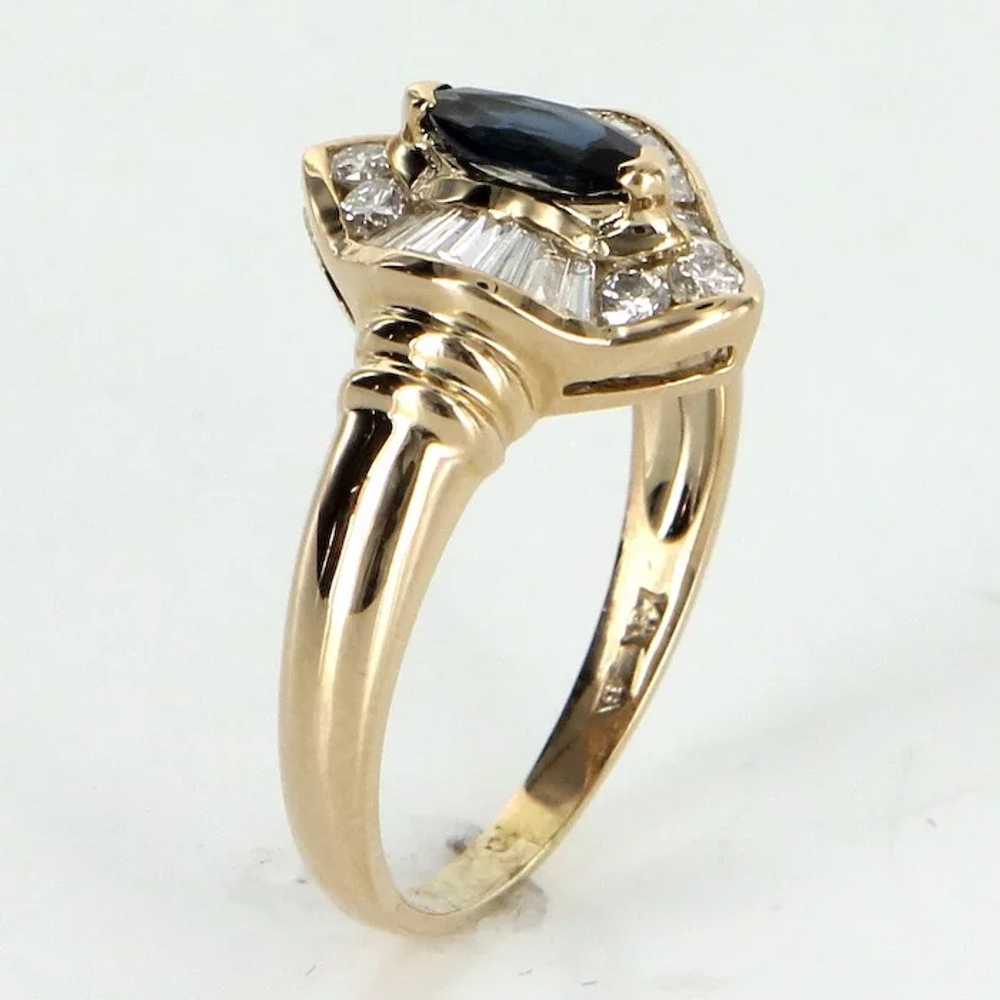 Sapphire Diamond Cocktail Ring Vintage 14 Karat Y… - image 4