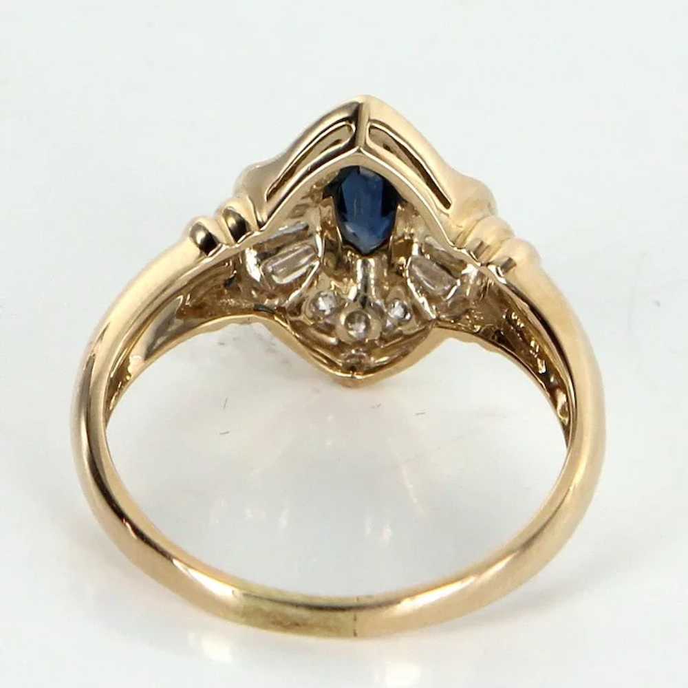 Sapphire Diamond Cocktail Ring Vintage 14 Karat Y… - image 5