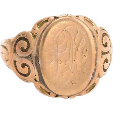 Antique Victorian Signet Ring 10 Karat Rose Gold … - image 1