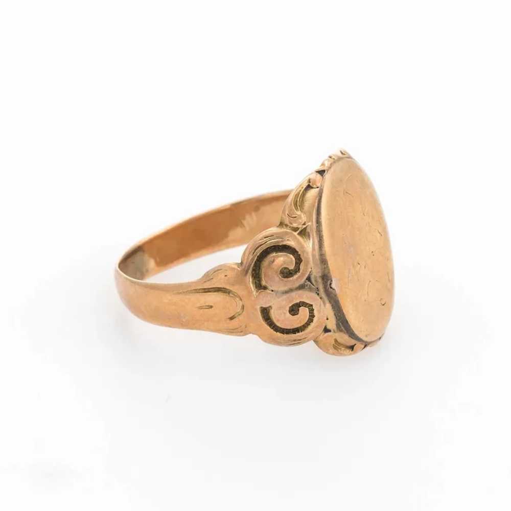Antique Victorian Signet Ring 10 Karat Rose Gold … - image 3