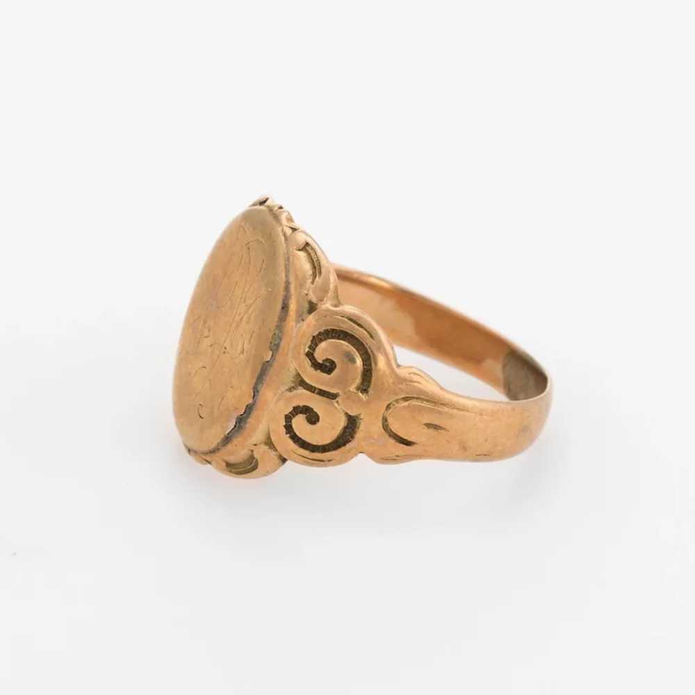 Antique Victorian Signet Ring 10 Karat Rose Gold … - image 4