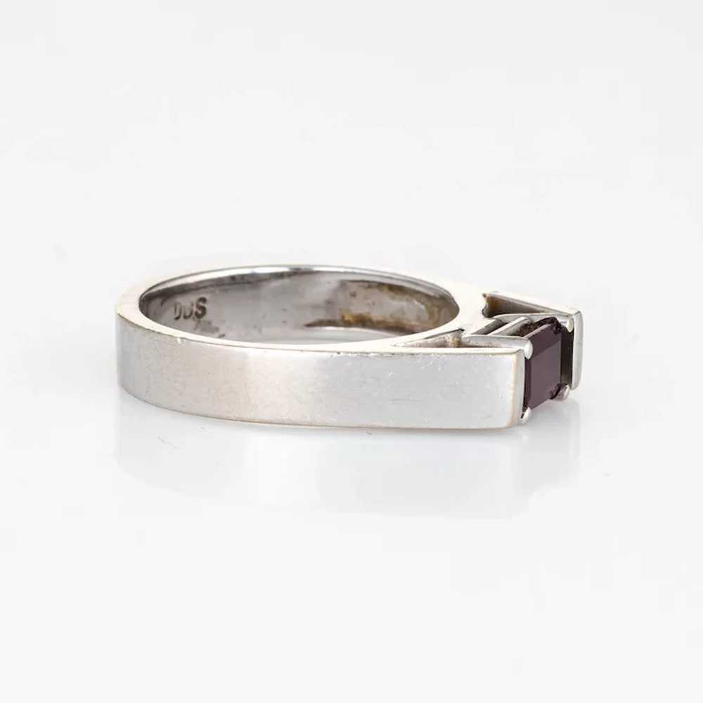 Vintage 70s Rhodolite Garnet Ring 14 Karat White … - image 3