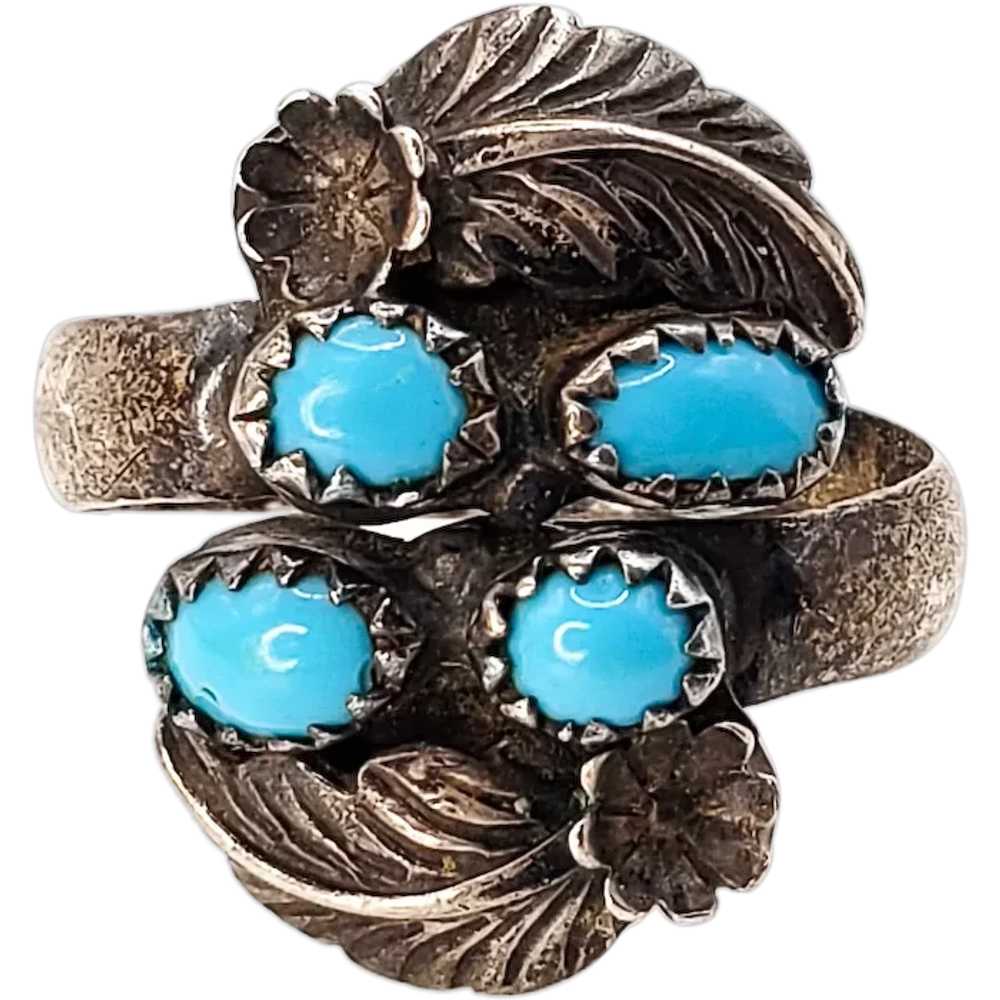 Vintage 1960s Blue Turquoise and Sterling Silver … - image 1