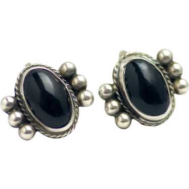 Vintage 1940s TAXCO Mexico Black Onyx and Sterlin… - image 1