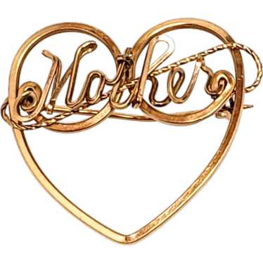 Vintage 1950s MOTHER Wirework Heart Rose Gold Fil… - image 1