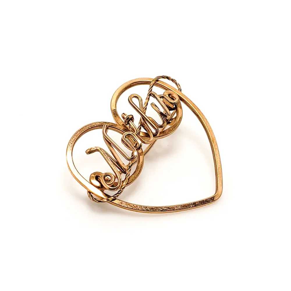 Vintage 1950s MOTHER Wirework Heart Rose Gold Fil… - image 2