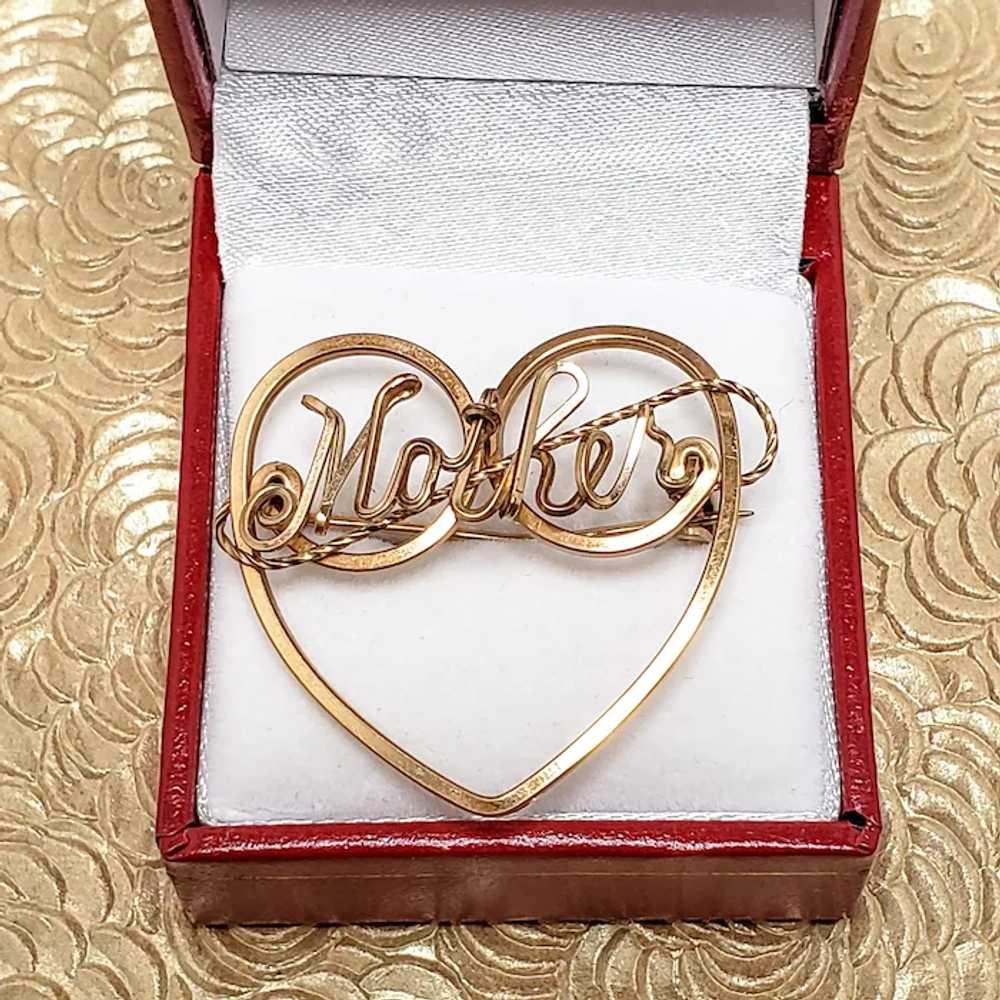 Vintage 1950s MOTHER Wirework Heart Rose Gold Fil… - image 3