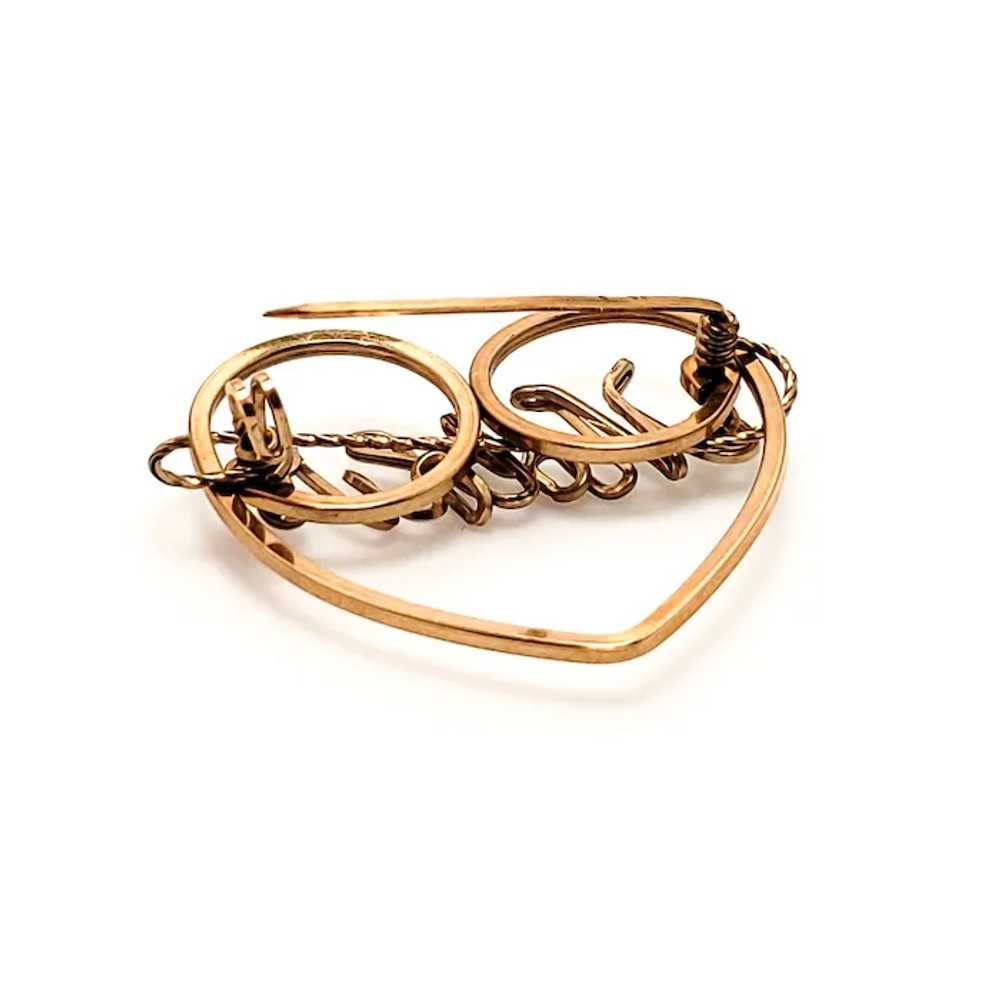 Vintage 1950s MOTHER Wirework Heart Rose Gold Fil… - image 4