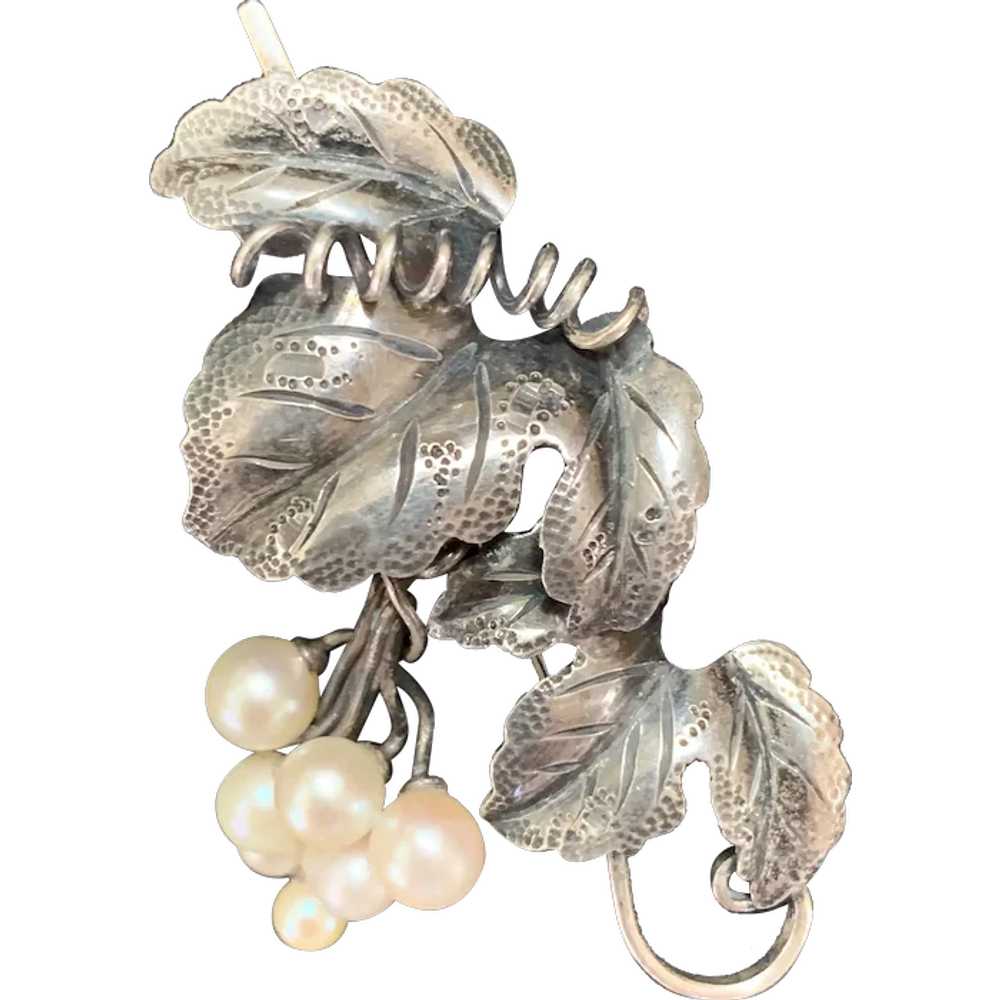 Articulated Repoussé Sterling-and-Cultured Pearls… - image 1