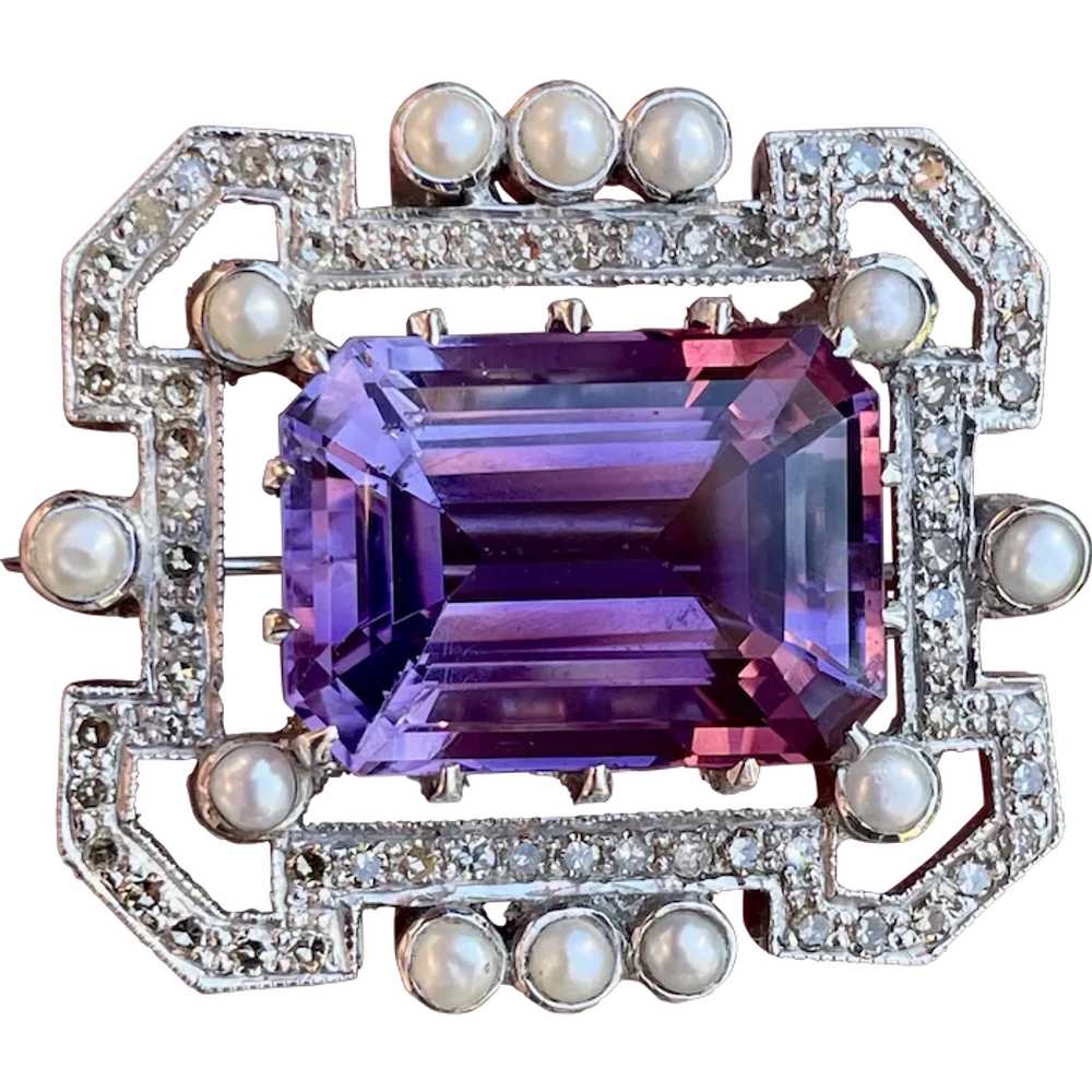 Artisan-Designed Diamond & Large Amethyst Stateme… - image 1