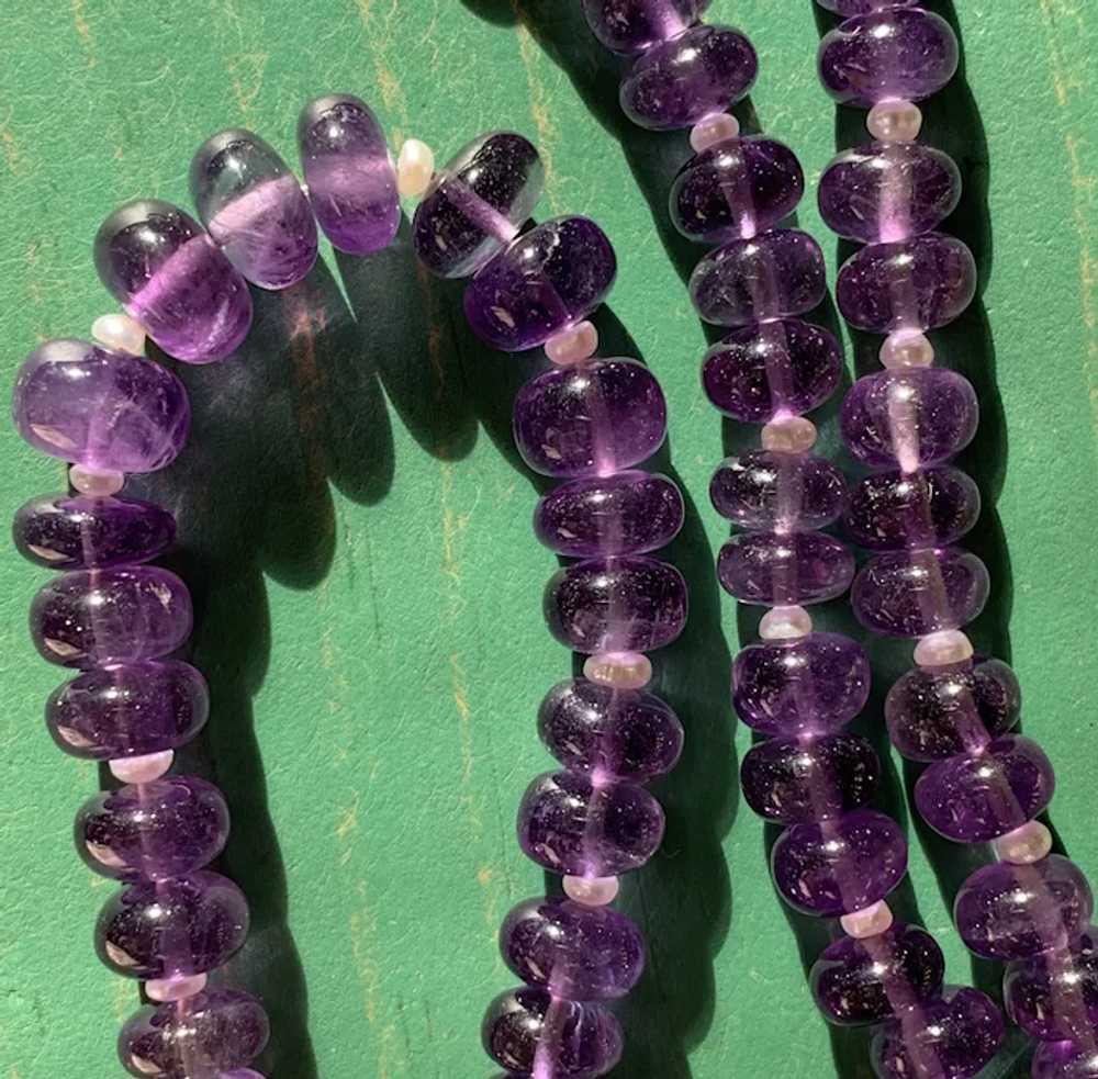 Vintage Amethyst with Cultured Pearls Necklace - image 2