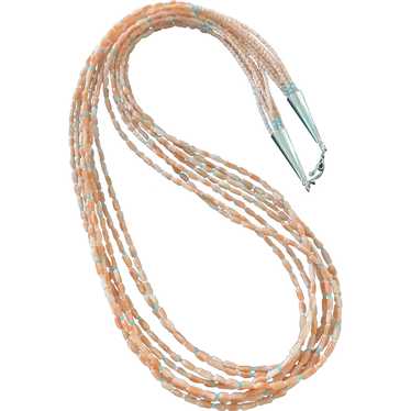 Artisan 7-Strand Tiny Angel-Skin Coral Beads with… - image 1