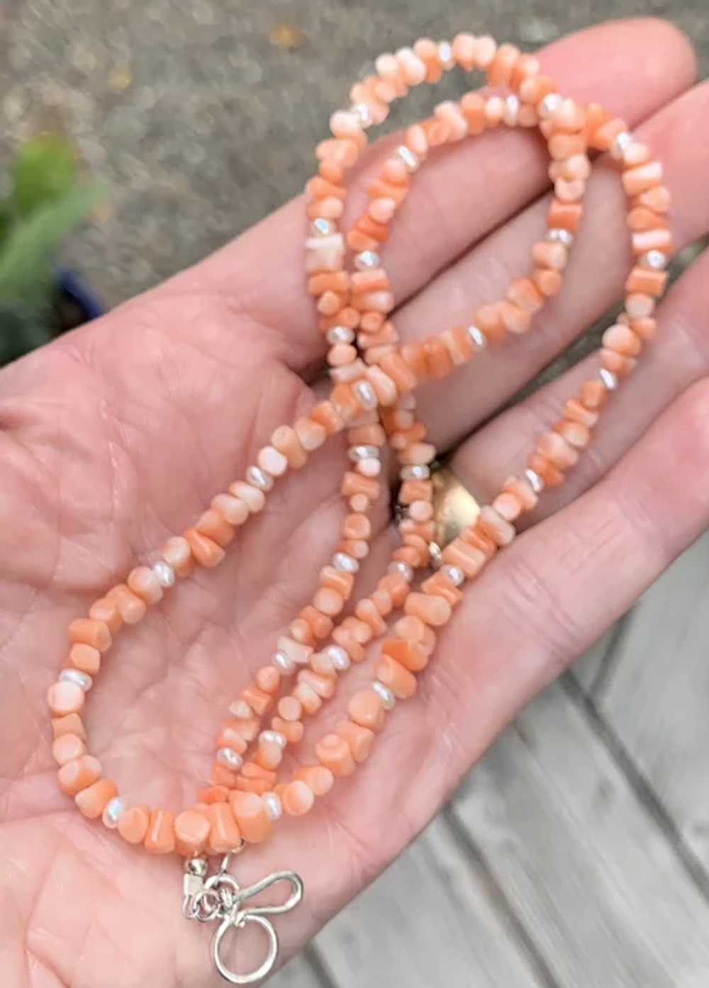 Vintage Angel-Skin Pink Coral with Cultured Baroq… - image 8