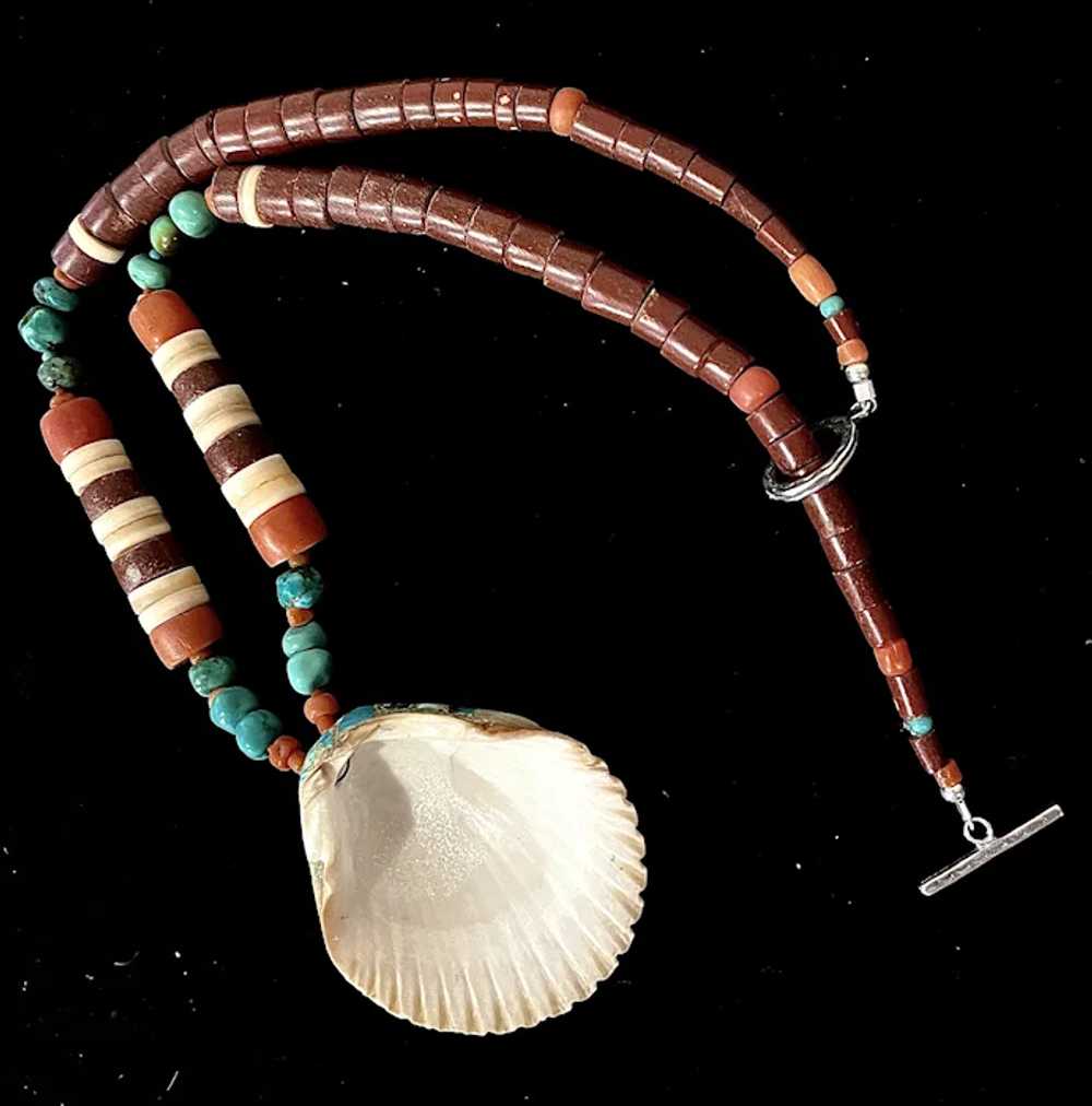 Artisan/ Kewa Pueblo Inlaid Shell Necklace with T… - image 2