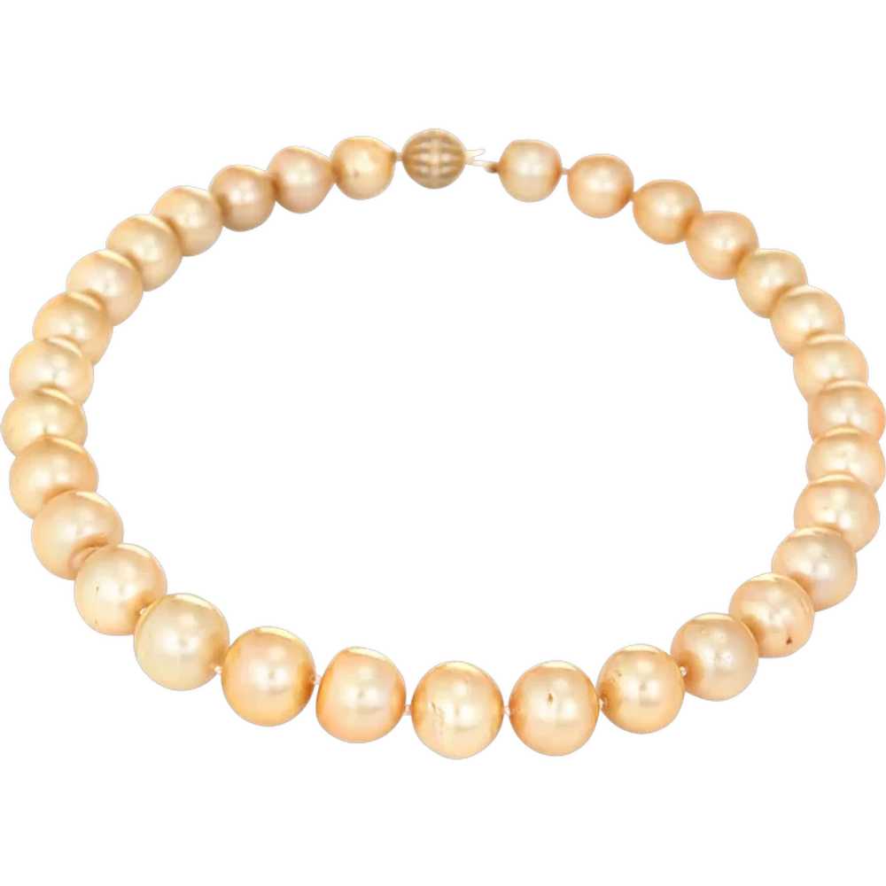 13mm to 14mm Golden South Sea Pearl Necklace Diam… - image 1