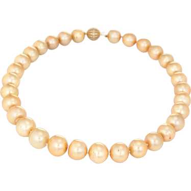 13mm to 14mm Golden South Sea Pearl Necklace Diam… - image 1