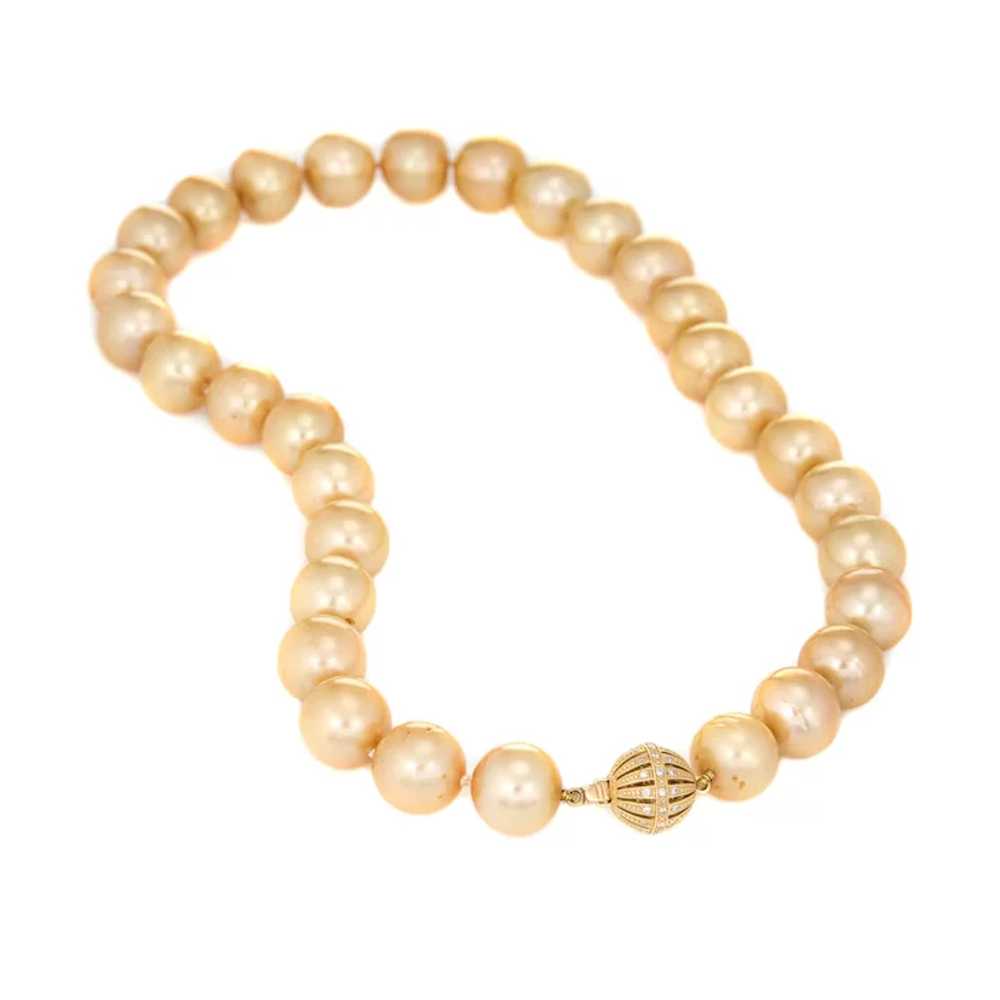 13mm to 14mm Golden South Sea Pearl Necklace Diam… - image 2