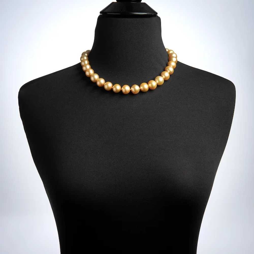 13mm to 14mm Golden South Sea Pearl Necklace Diam… - image 3