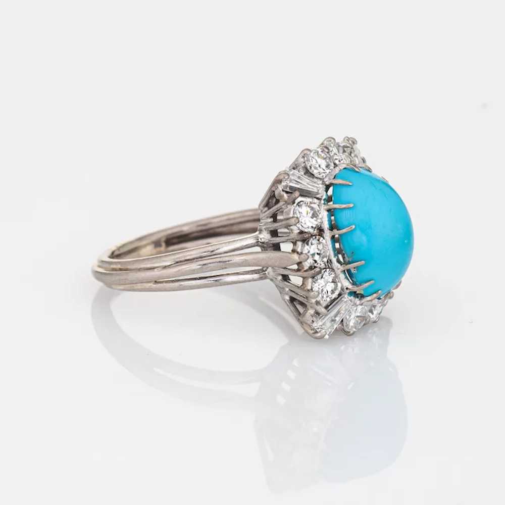 1ct Diamond Turquoise Square Ring Vintage 18 Kara… - image 3