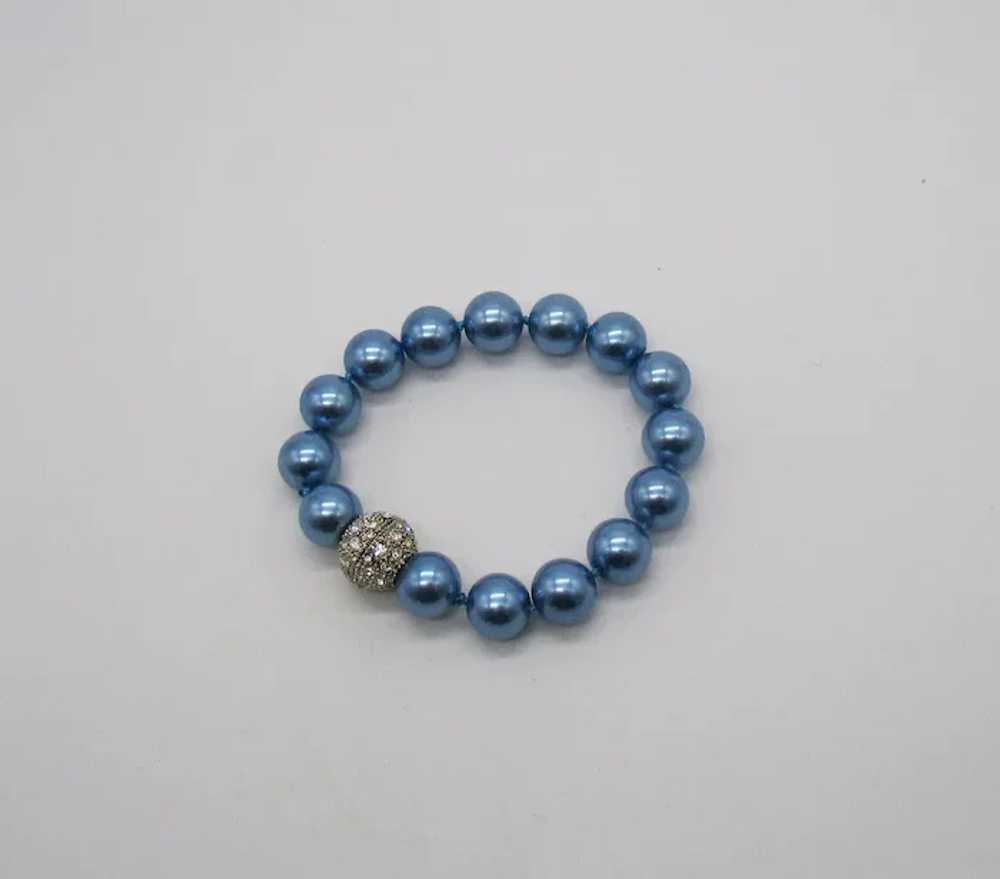 Super Gorgeous Honora Blue Dyed 12 mm Glass Pearl… - image 2