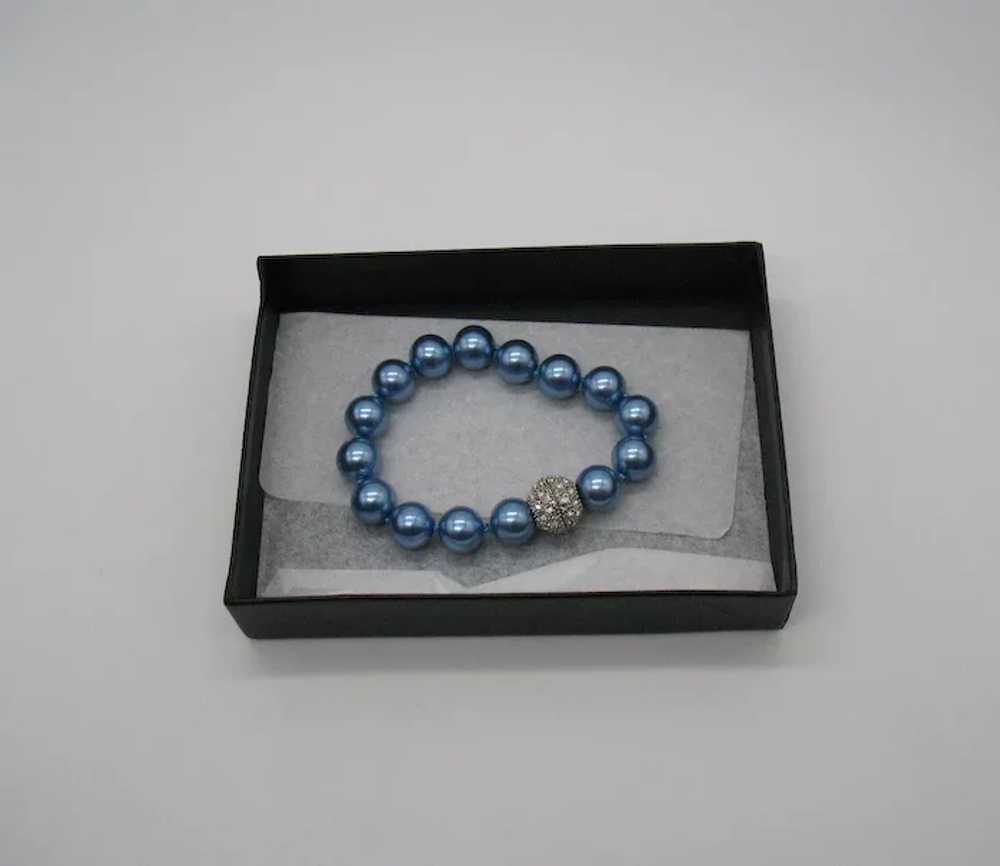 Super Gorgeous Honora Blue Dyed 12 mm Glass Pearl… - image 3